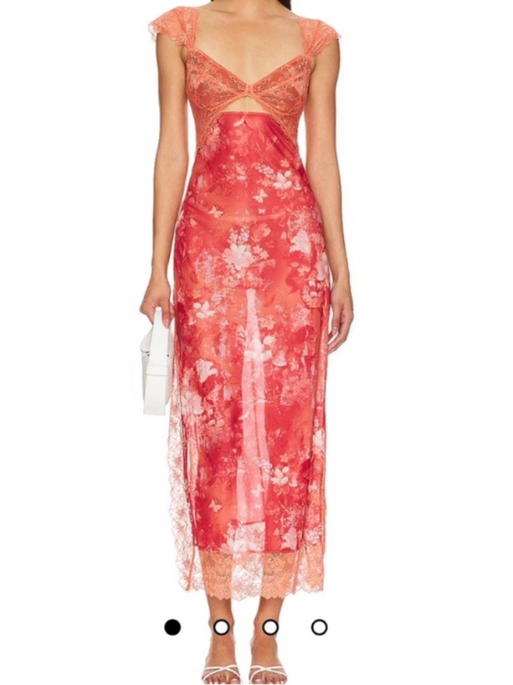 NWT X Free People Suddenly Fine Maxi Slip Dress in Apricot Brandy Combo